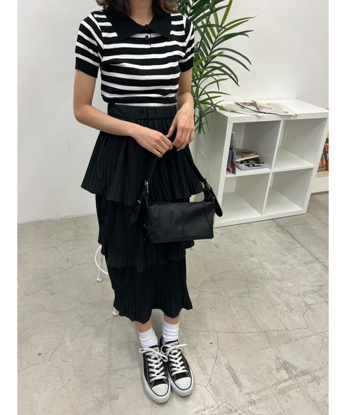 PHILLY（フィリー）の「ボーダーニットポロ（ニット/セーター・レディース・ベージュ/ネイビー/ブラック・FREE）」の4枚目の写真