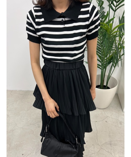 PHILLY（フィリー）の「ボーダーニットポロ（ニット/セーター・レディース・ベージュ/ネイビー/ブラック・FREE）」の16枚目の写真