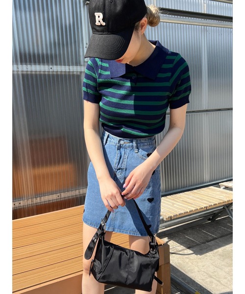 PHILLY（フィリー）の「ボーダーニットポロ（ニット/セーター・レディース・ベージュ/ネイビー/ブラック・FREE）」の17枚目の写真