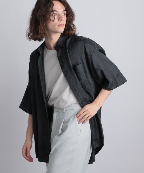 HARE(ハレ)の「【SETUP対応】ドレープジャガードフラワーシャツ(HARE)(シャツ/ブラウス・メンズ・ブラウン/グレー/ブラック・FREE)」の13枚目の写真