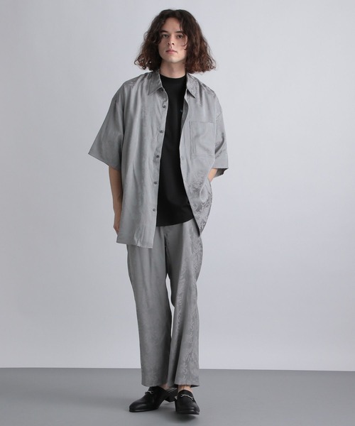 HARE(ハレ)の「【SETUP対応】ドレープジャガードフラワーシャツ(HARE)(シャツ/ブラウス・メンズ・ブラウン/グレー/ブラック・FREE)」の9枚目の写真
