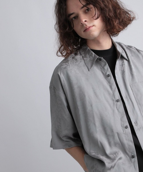 HARE(ハレ)の「【SETUP対応】ドレープジャガードフラワーシャツ(HARE)(シャツ/ブラウス・メンズ・ブラウン/グレー/ブラック・FREE)」の11枚目の写真