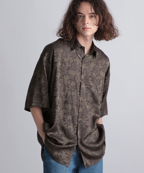 HARE(ハレ)の「【SETUP対応】ドレープジャガードフラワーシャツ(HARE)(シャツ/ブラウス・メンズ・ブラウン/グレー/ブラック・FREE)」の19枚目の写真