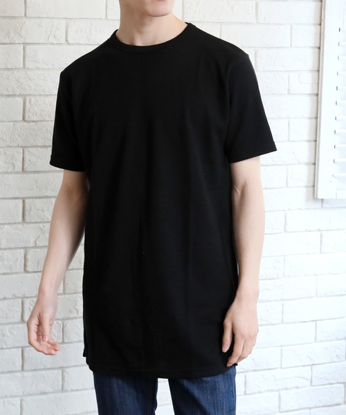 TopIsm(トップイズム)の「【2023】ワッフルロング丈 半袖Tシャツ(Tシャツ/カットソー・メンズ・ブラック/グレー/ホワイト・M/L/LL)」の3枚目の写真
