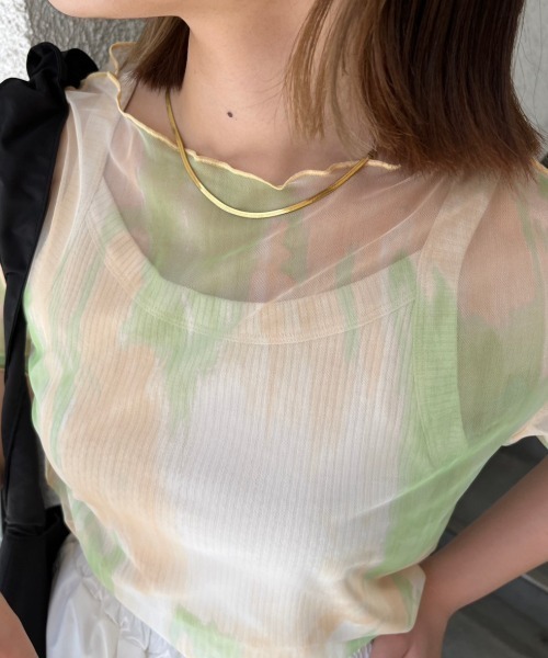 nemne store（ネンネストア）の「5分袖総柄シアープルオーバー（Tシャツ/カットソー・レディース・イエロー/グレー/ブルー・フリー）」の22枚目の写真