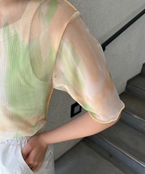nemne store（ネンネストア）の「5分袖総柄シアープルオーバー（Tシャツ/カットソー・レディース・イエロー/グレー/ブルー・フリー）」の12枚目の写真