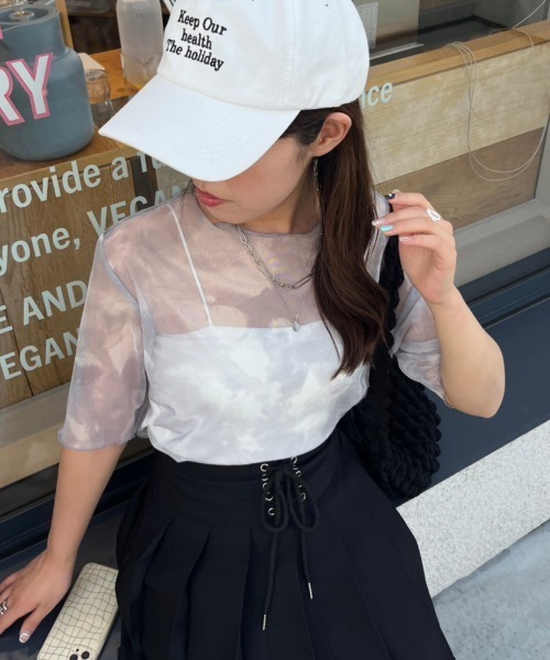 nemne store（ネンネストア）の「5分袖総柄シアープルオーバー（Tシャツ/カットソー・レディース・イエロー/グレー/ブルー・フリー）」の19枚目の写真
