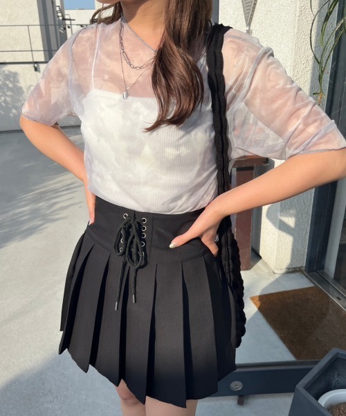 nemne store（ネンネストア）の「5分袖総柄シアープルオーバー（Tシャツ/カットソー・レディース・イエロー/グレー/ブルー・フリー）」の6枚目の写真