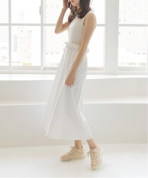 RANDA（ランダ）の「ニットドッキングタフタワンピース（ワンピース