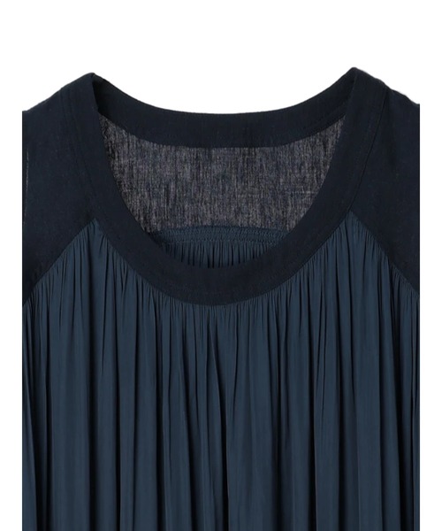 AMERICAN HOLIC（アメリカンホリック）の「異素材ギャザーワンピース（ワンピース・レディース・チャコールグレー/ネイビー・M/L）」の7枚目の写真