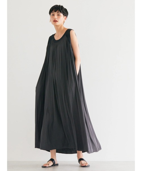 AMERICAN HOLIC（アメリカンホリック）の「異素材ギャザーワンピース（ワンピース・レディース・チャコールグレー/ネイビー・M/L）」の14枚目の写真