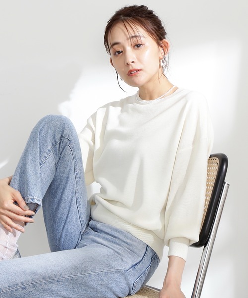 N.(N. Natural Beauty Basic)(エヌエヌナチュラルビューティーベーシック)の「◆ウールベーシッククルーネックニット(ニット/セーター・レディース・クリーム/ライトグリーン/ブラック/ベージュ/イエロー・MEDIUM)」の7枚目の写真