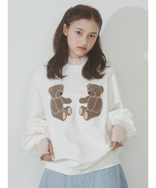 merry jenny（メリージェニー）の「mocomoco bearスウェット（スウェット・レディース・オフホワイト/グレー/レッド・FREE）」の4枚目の写真