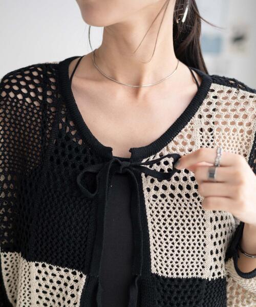 WEGO（ウィゴー）の「WEGO/パッチワークカラーニットカーデ（カーディガン/ボレロ・レディース・ブラック/オレンジ・FREE）」の13枚目の写真