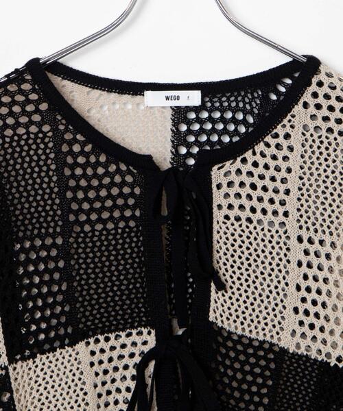 WEGO（ウィゴー）の「WEGO/パッチワークカラーニットカーデ（カーディガン/ボレロ・レディース・ブラック/オレンジ・FREE）」の9枚目の写真