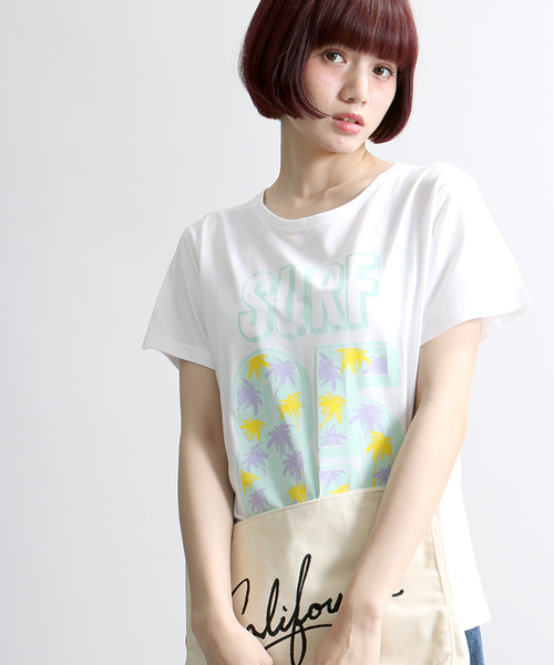 WEGO（ウィゴー）の「WEGO/トロピカルナンバーTシャツ（Tシャツ/カットソー・レディース・ホワイト/ホワイト系その他・FREE）」の2枚目の写真