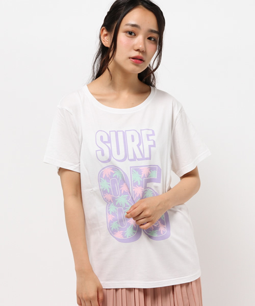 WEGO（ウィゴー）の「WEGO/トロピカルナンバーTシャツ（Tシャツ/カットソー・レディース・ホワイト/ホワイト系その他・FREE）」の3枚目の写真