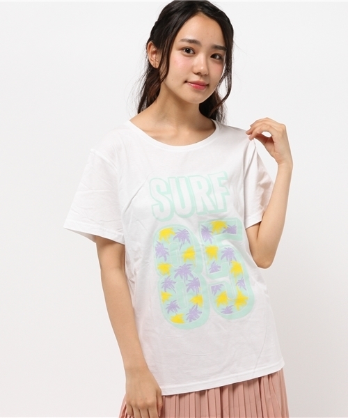 WEGO（ウィゴー）の「WEGO/トロピカルナンバーTシャツ（Tシャツ/カットソー・レディース・ホワイト/ホワイト系その他・FREE）」の4枚目の写真