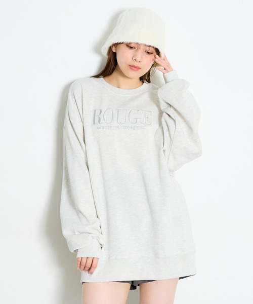 INGNI（イング）の「ふくれ刺しゅうロゴチュニック（スウェット・レディース・ブラック/アイボリー/オートミール/スモークピンク・M）」の3枚目の写真