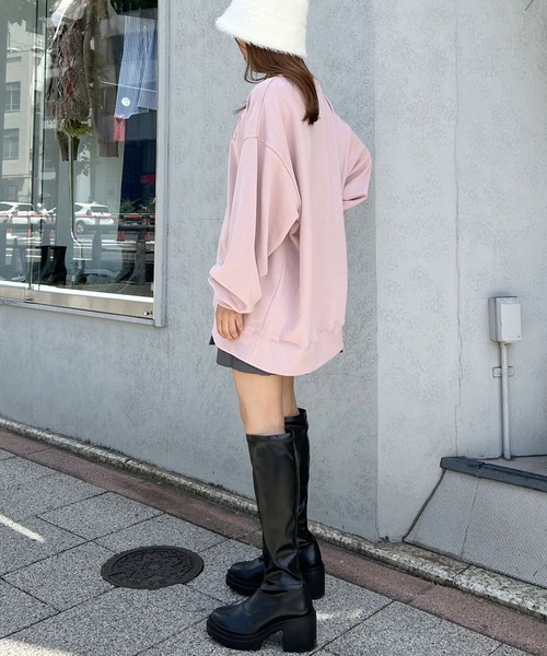 INGNI（イング）の「ふくれ刺しゅうロゴチュニック（スウェット・レディース・ブラック/アイボリー/オートミール/スモークピンク・M）」の20枚目の写真