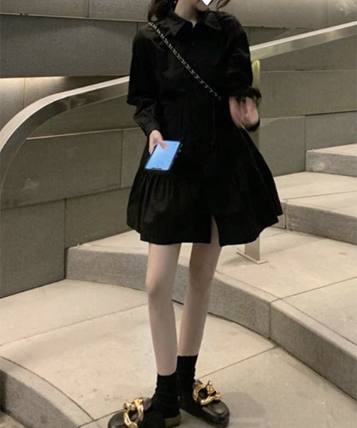 gossip!ロサンゼルス(ゴシップロサンゼルス)の「YUGA シャツワンピース(シャツワンピース・レディース・オフホワイト/ブラック・L/M)」の6枚目の写真