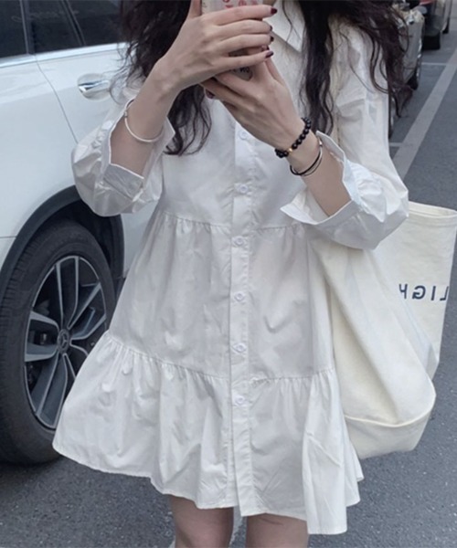 gossip!ロサンゼルス(ゴシップロサンゼルス)の「YUGA シャツワンピース(シャツワンピース・レディース・オフホワイト/ブラック・L/M)」の18枚目の写真