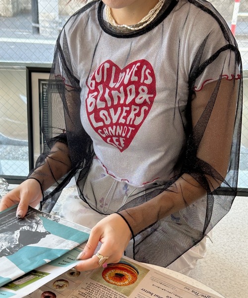 MYMOOD.(マイムード)の「ラメチュールショートトップス(Tシャツ/カットソー・レディース・ライトベージュ/ブラック/ピンク・FREE)」の2枚目の写真