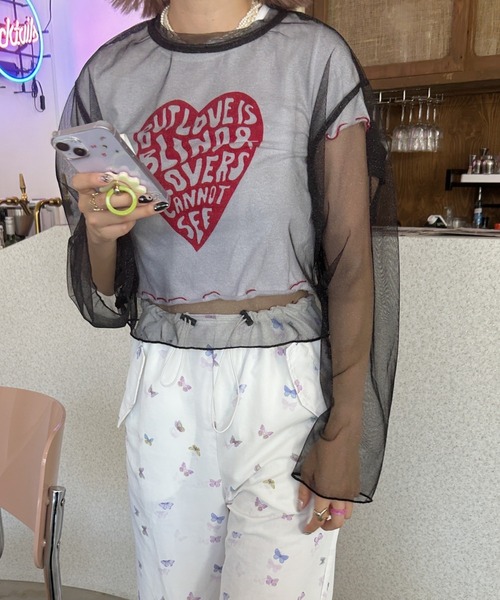 MYMOOD.(マイムード)の「ラメチュールショートトップス(Tシャツ/カットソー・レディース・ライトベージュ/ブラック/ピンク・FREE)」の8枚目の写真