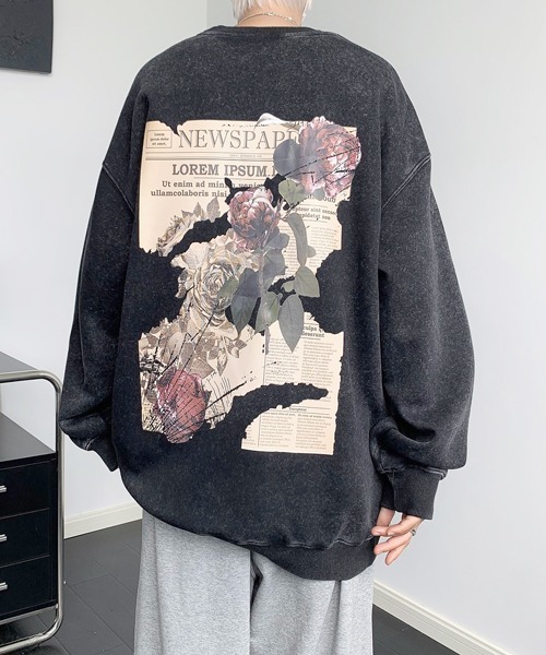 FVLMEN(フルメン)の「【FVLMEN】flower back print sweat pullover/フラワー バックプリント スウェット プルオーバー(スウェット・メンズ・ブラウン/ブルー/ブラック/グリーン・MEDIUM/LARGE/X-LARGE)」の2枚目の写真