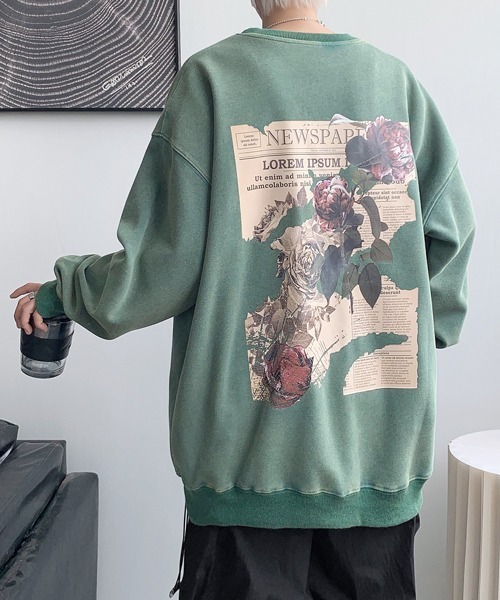 FVLMEN(フルメン)の「【FVLMEN】flower back print sweat pullover/フラワー バックプリント スウェット プルオーバー(スウェット・メンズ・ブラウン/ブルー/ブラック/グリーン・MEDIUM/LARGE/X-LARGE)」の5枚目の写真