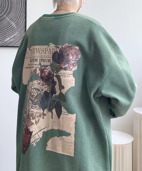 FVLMEN(フルメン)の「【FVLMEN】flower back print sweat pullover/フラワー バックプリント スウェット プルオーバー(スウェット・メンズ・ブラウン/ブルー/ブラック/グリーン・MEDIUM/LARGE/X-LARGE)」の11枚目の写真