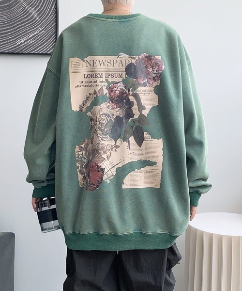 FVLMEN(フルメン)の「【FVLMEN】flower back print sweat pullover/フラワー バックプリント スウェット プルオーバー(スウェット・メンズ・ブラウン/ブルー/ブラック/グリーン・MEDIUM/LARGE/X-LARGE)」の8枚目の写真