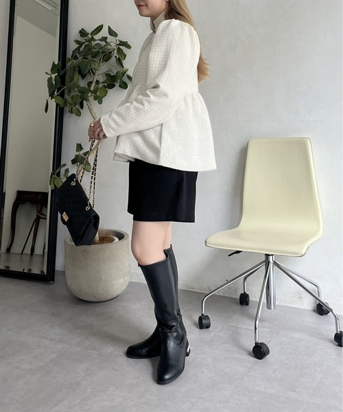 prose verse（プロズヴェール）の「パフスリーブツイードペプラムジャケット（ノーカラージャケット・レディース・ブラック/オフホワイト・ﾌﾘ-）」の21枚目の写真