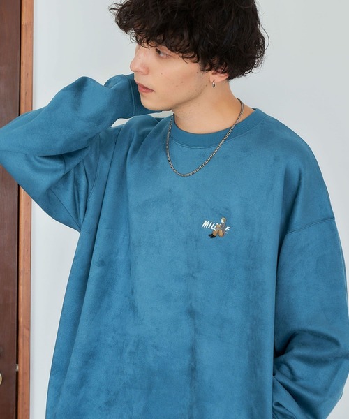 RAGEBLUE（レイジブルー）の「ワンポイント刺繍/カットスウェードクルーネックプルオーバー（スウェット・メンズ・ダークグリーン/ベージュ/ブルー系その他/ブラック/ライトブルー/グリーン/ホワイト/レッド・SMALL/MEDIUM/LARGE）」の7枚目の写真