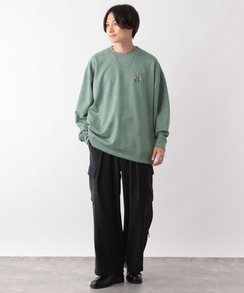 RAGEBLUE（レイジブルー）の「ワンポイント刺繍/カットスウェードクルーネックプルオーバー（スウェット・メンズ・ダークグリーン/ベージュ/ブルー系その他/ブラック/ライトブルー/グリーン/ホワイト/レッド・SMALL/MEDIUM/LARGE）」の13枚目の写真