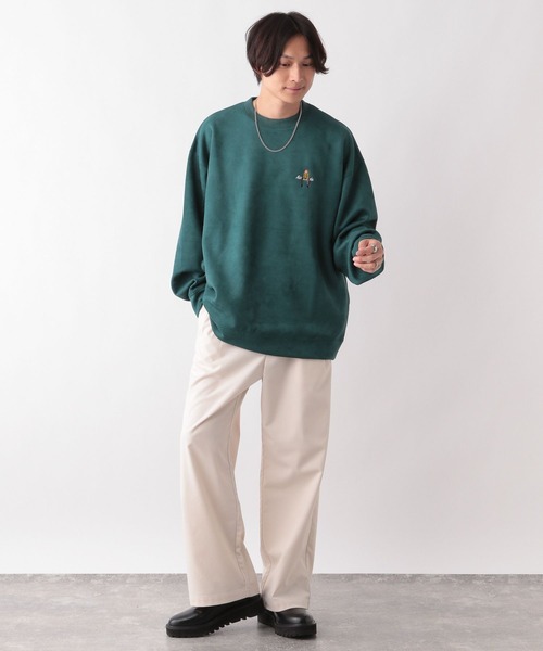 RAGEBLUE（レイジブルー）の「ワンポイント刺繍/カットスウェードクルーネックプルオーバー（スウェット・メンズ・ダークグリーン/ベージュ/ブルー系その他/ブラック/ライトブルー/グリーン/ホワイト/レッド・SMALL/MEDIUM/LARGE）」の14枚目の写真