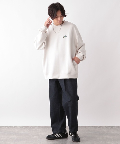 RAGEBLUE（レイジブルー）の「ワンポイント刺繍/カットスウェードクルーネックプルオーバー（スウェット・メンズ・ダークグリーン/ベージュ/ブルー系その他/ブラック/ライトブルー/グリーン/ホワイト/レッド・SMALL/MEDIUM/LARGE）」の9枚目の写真