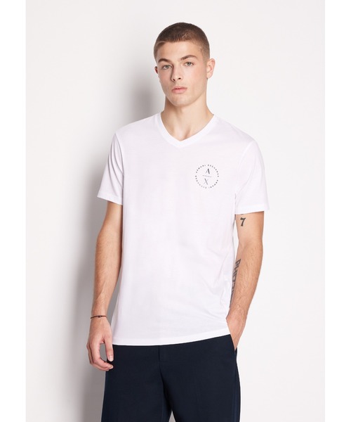【セール】【A|X アルマーニ エクスチェンジ】サークルロゴ 半袖VネックTシャツ/SLIM（Tシャツ/カットソー）｜ARMANI EXCHANGE（アルマーニエクスチェンジ）