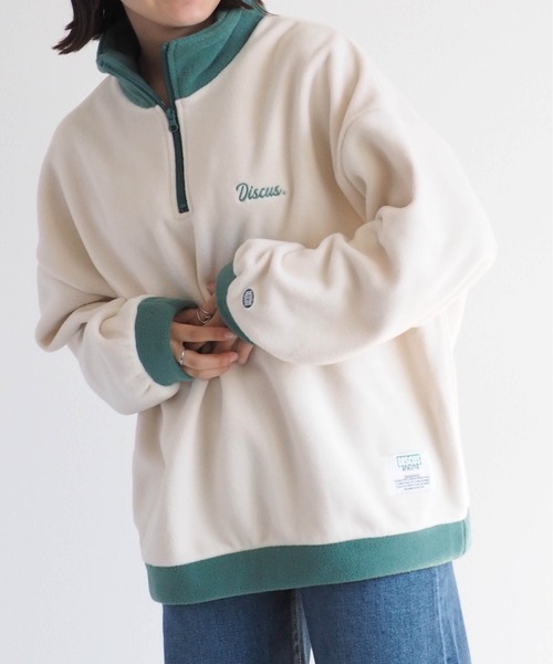 DISCUS ATHLETIC(ディスカス アスレチック)の「【DISUCUS ATHLETIC】フリースハーフジップスウェット(Tシャツ/カットソー・レディース・キャメル/オフホワイト・M)」の3枚目の写真