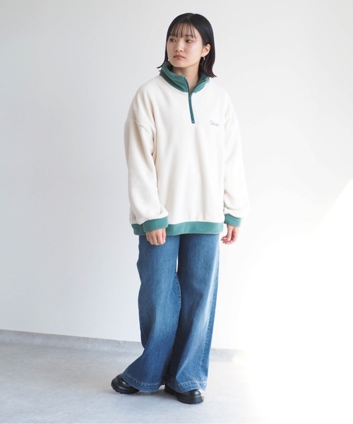 DISCUS ATHLETIC(ディスカス アスレチック)の「【DISUCUS ATHLETIC】フリースハーフジップスウェット(Tシャツ/カットソー・レディース・キャメル/オフホワイト・M)」の6枚目の写真