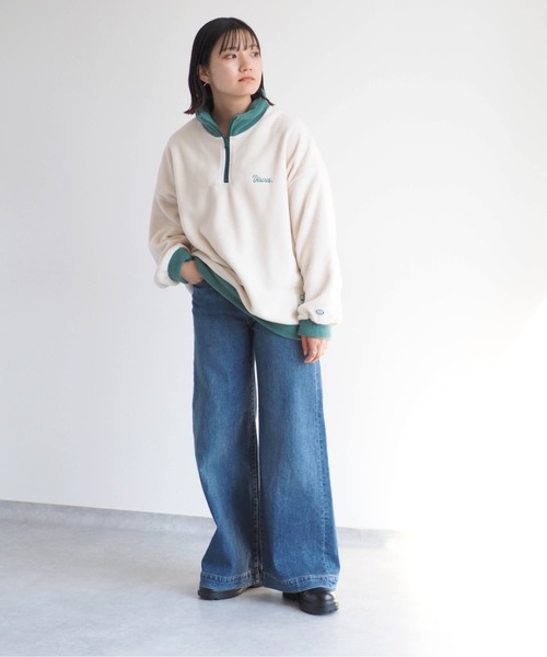 DISCUS ATHLETIC(ディスカス アスレチック)の「【DISUCUS ATHLETIC】フリースハーフジップスウェット(Tシャツ/カットソー・レディース・キャメル/オフホワイト・M)」の7枚目の写真