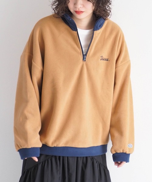 DISCUS ATHLETIC(ディスカス アスレチック)の「【DISUCUS ATHLETIC】フリースハーフジップスウェット(Tシャツ/カットソー・レディース・キャメル/オフホワイト・M)」の20枚目の写真