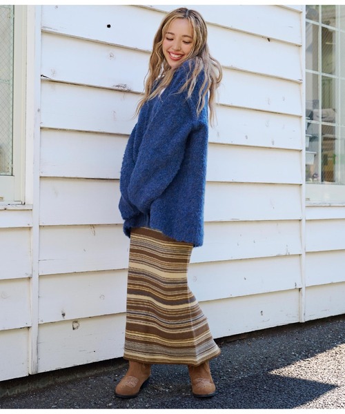 anap mimpi（アナップミンピ）の「マルチボーダータイトニットスカート（スカート・レディース・ブラウン/キャメル・FREE）」の20枚目の写真