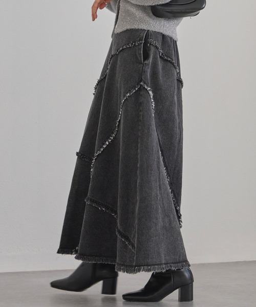 LAVEANGE（ラビアンジェ）の「リメイクデニムスカート（デニムスカート・レディース・ブラック/ネイビー・4L/LL/M/3L）」の5枚目の写真