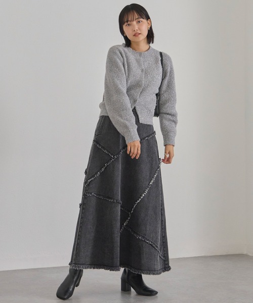 LAVEANGE（ラビアンジェ）の「リメイクデニムスカート（デニムスカート・レディース・ブラック/ネイビー・4L/LL/M/3L）」の8枚目の写真