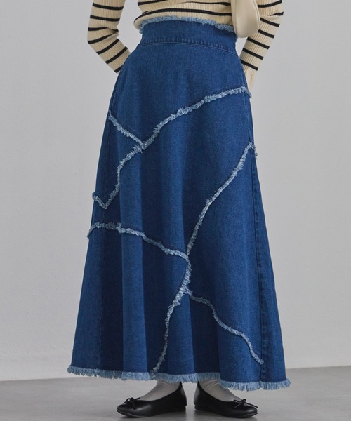 LAVEANGE（ラビアンジェ）の「リメイクデニムスカート（デニムスカート・レディース・ブラック/ネイビー・4L/LL/M/3L）」の12枚目の写真