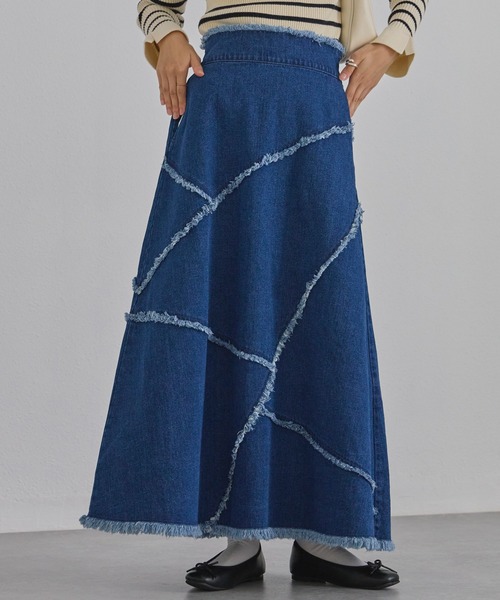 LAVEANGE（ラビアンジェ）の「リメイクデニムスカート（デニムスカート・レディース・ブラック/ネイビー・4L/LL/M/3L）」の13枚目の写真