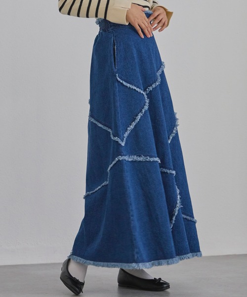 LAVEANGE（ラビアンジェ）の「リメイクデニムスカート（デニムスカート・レディース・ブラック/ネイビー・4L/LL/M/3L）」の14枚目の写真