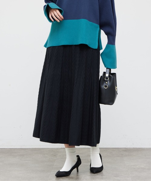 Chez toi(シェトワ)の「ASST柄ニットフレアスカート(スカート・レディース・ブラウン/ブラック/グリーン/グリーン系その他/ブラック系その他/グレー・FREE)」の3枚目の写真