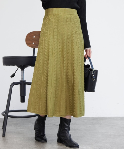 Chez toi(シェトワ)の「ASST柄ニットフレアスカート(スカート・レディース・ブラウン/ブラック/グリーン/グリーン系その他/ブラック系その他/グレー・FREE)」の6枚目の写真